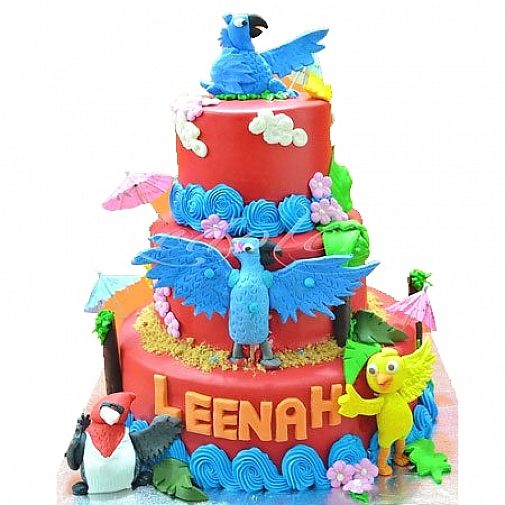 15Lbs Rio Themed 3 Tier Cake - Redolence Bake Studio