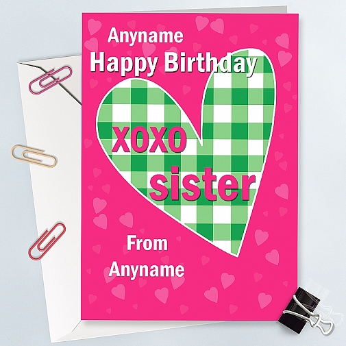 Happy Birthday Xo Xo Sister-Personalised Card
