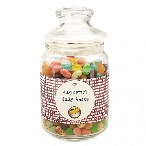 Personalised Jelly Beans Jar-Heart Smiley