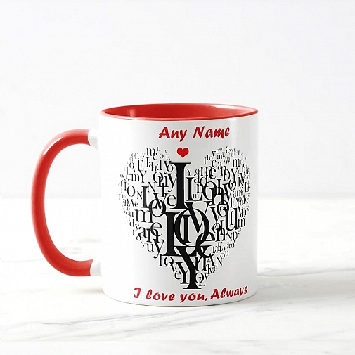 Typographic Heart-Personalised Mug