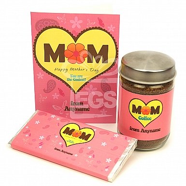Coolest Mom Card + Chocolate + Coffee Jar