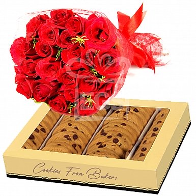 24 Red Roses and Cookies