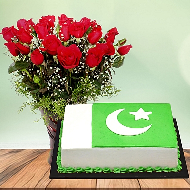 National Flag Cake with Roses